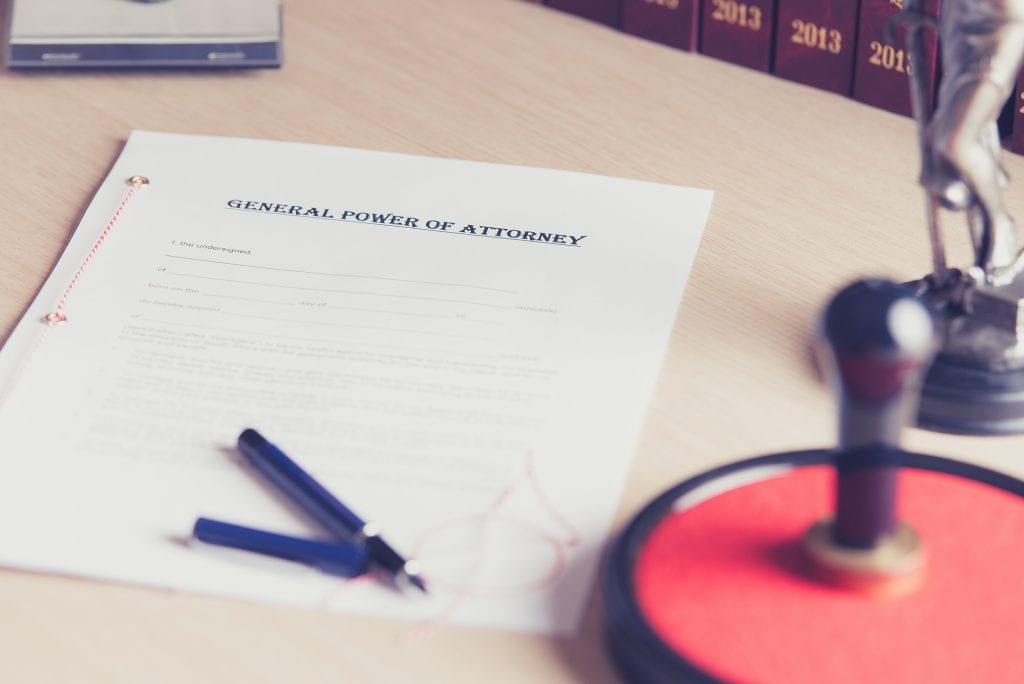General power of attorney document, awaiting a signature and notarization.